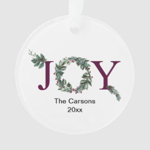 Joy for the holidays ornament frosted