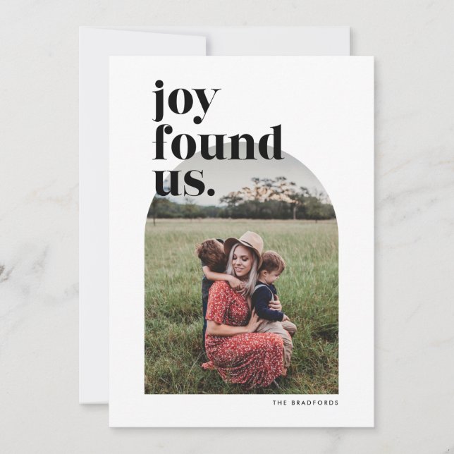 Joy Found Us Arched Photo Holiday Card (Front)