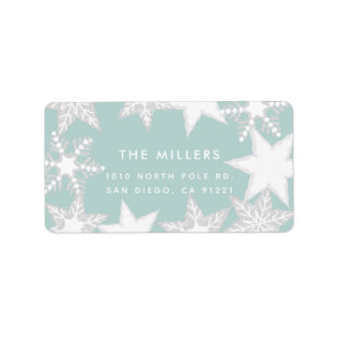JOY Frosted Snowflakes Light Blue Address Label