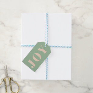 JOY FUL Big Blush Sage Typography Custom Text Gift Tags
