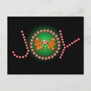 JOY, GINGERBREAD KIDS & CANDY by SHARON SHARPE Postcard