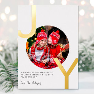 Joy Gold foil white elegant minimalist Christmas Foil Holiday Card