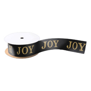 JOY (gold glitter) Satin Ribbon