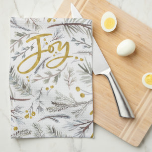 Joy Gold Glitter Tea Towel
