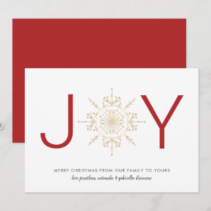 JOY Gold Snowflake Christmas  Holiday Card