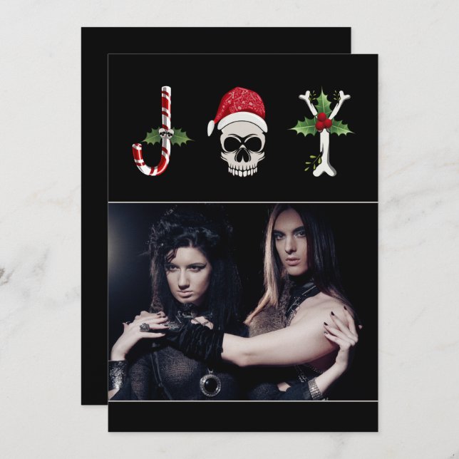 Joy Gothic Christmas Photo Holiday Card (Front/Back)