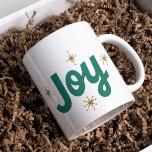 Joy Green and white with star Christmas Coffee Mug