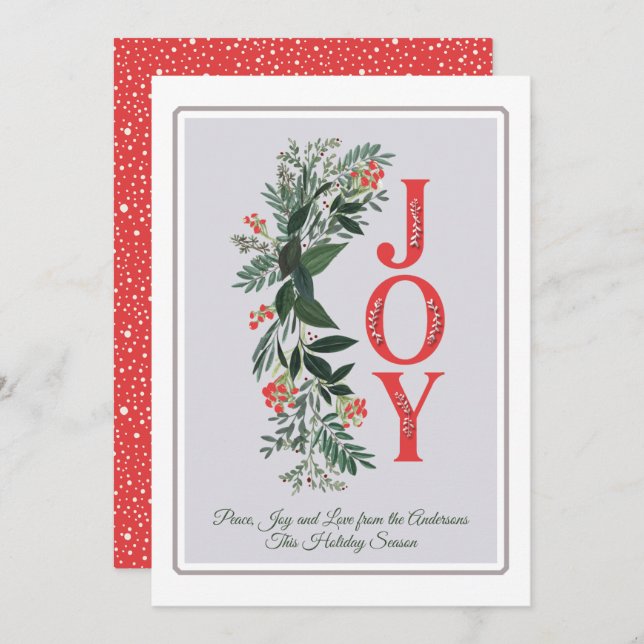 Joy Greenery Classic Grey Frame Peace Love Holiday (Front/Back)