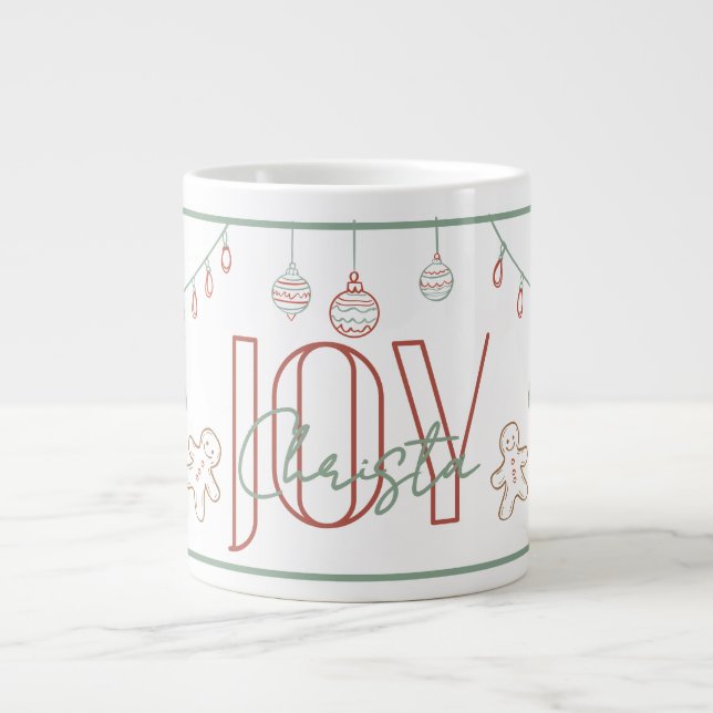 Joy Hand Drawn Christmas Name Mug  (Front)
