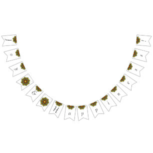 Joy & Happiness! Mandala in yellow & tan Bunting