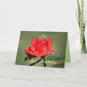 Joy Happy Birthday Scarlet Rose Card