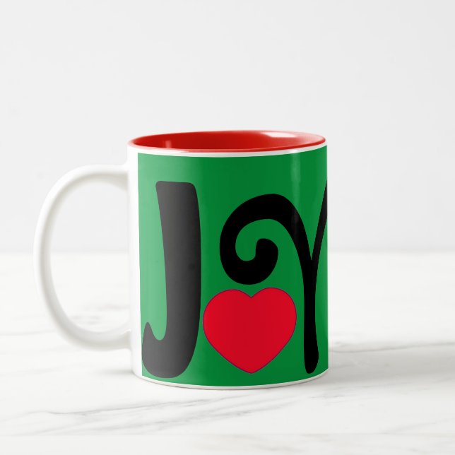 Joy Heart Love Two-Tone Coffee Mug (Left)
