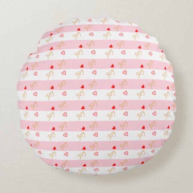 Joy Heart Pattern Round Cushion (Front)