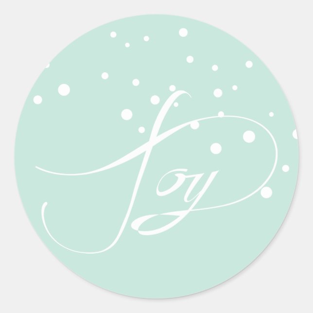 Joy Holiday Christmas Mint Classic Round Sticker (Front)
