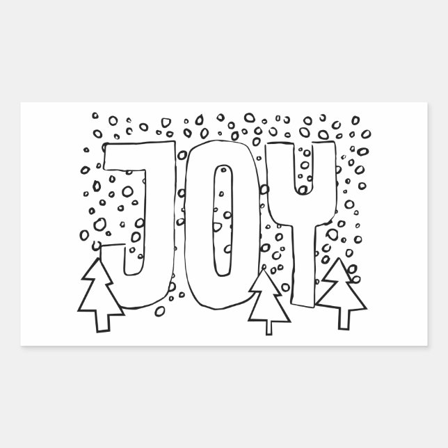Joy Holiday Colour-It-Yourself Snowy Pine  Rectangular Sticker (Front)