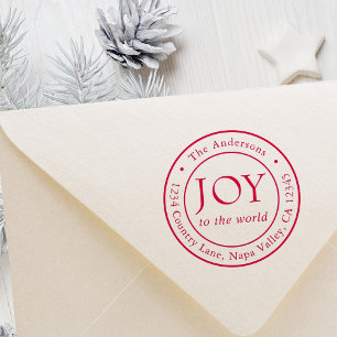 Joy Holiday Return Address Round Self-inking Stamp