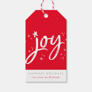 JOY HOLIDAY stylish simple modern fun whimsical Gift Tags