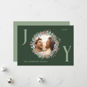 Joy Holiday Wreath Christmas Card