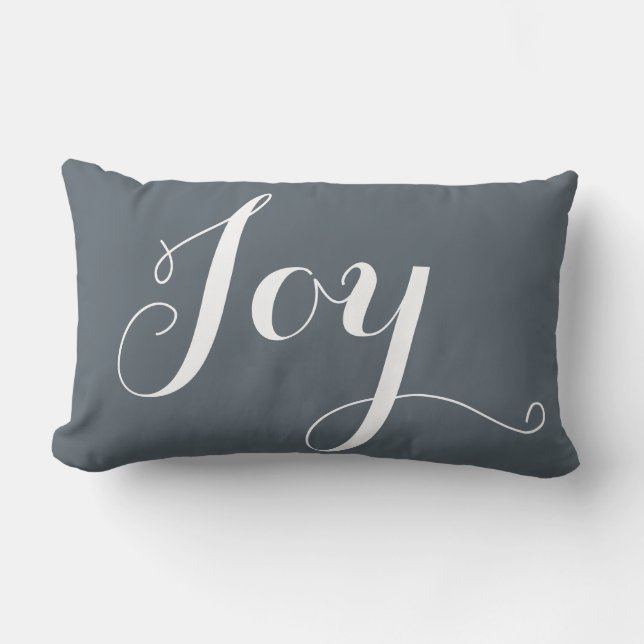 "Joy","Hope" Christmas and New Year Blue Lumbar Cushion (Front)