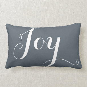 "Joy","Hope" Christmas and New Year Blue Lumbar Cushion