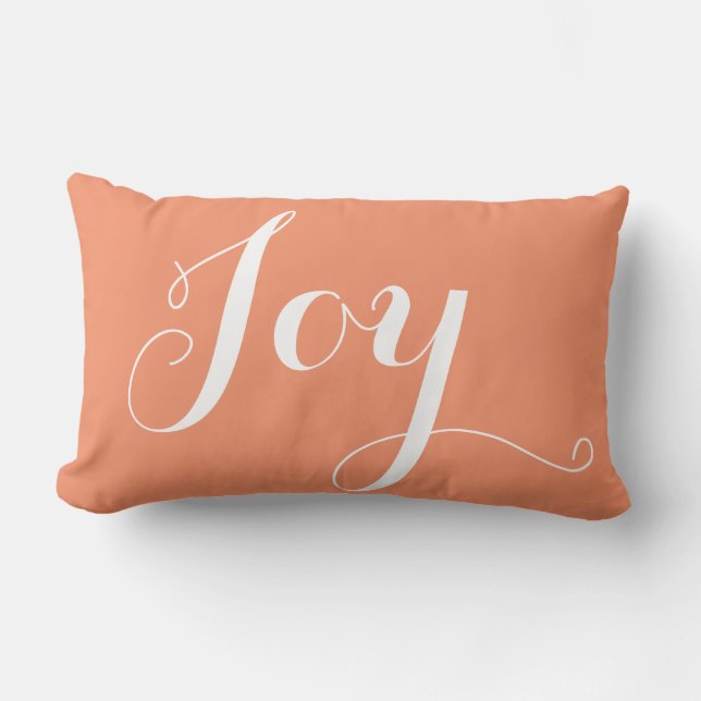 "Joy","Hope" Christmas and New Year Coral Lumbar Cushion (Front)