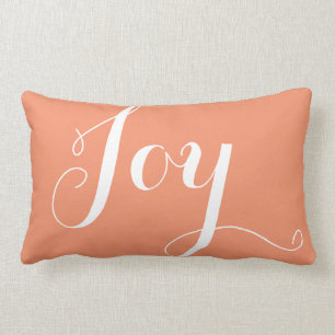 "Joy","Hope" Christmas and New Year Coral Lumbar Cushion
