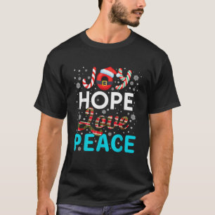 Joy Hope Love Peace Buffalo Plaid Christmas Family T-Shirt