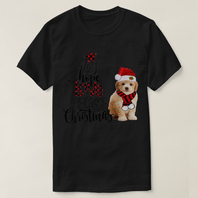 Joy Hope Love Peace Christmas Cavapoochon 2020  T-Shirt (Design Front)