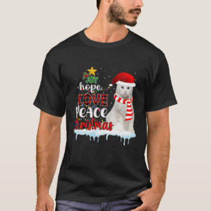Joy Hope Love Peace Christmas Tree Cat Xmas Gift T-Shirt