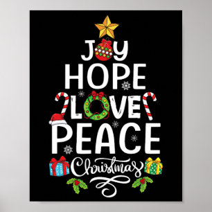 Joy Hope Love Peace Christmas Tree Family Xmas Men Poster