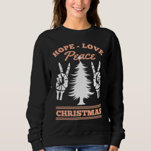 Joy Hope Love Peace Christmas Tree Red Buffalo Pla Sweatshirt
