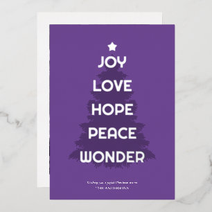 Joy Hope Love Peace Wonder Christmas Foil Holiday Card