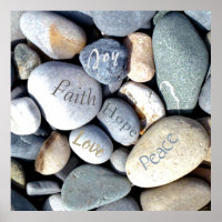 Joy Hope Peace Faith Love Christian Value Pebbles
