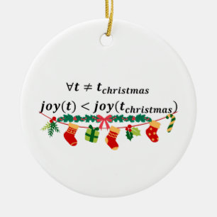 Joy in christmas is always greater, math christmas ceramic ornament