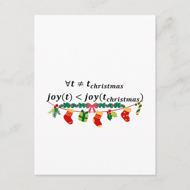 Joy in christmas is always greater, math christmas postcard (Front)
