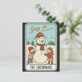Joy in Every Moment Snowman & Kids Christmas Holiday Postcard