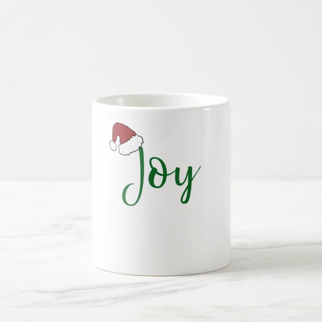 Joy in green with Santa Hat Coffee Mug (Center)