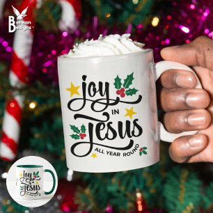 JOY IN JESUS Christian Christmas Monogram Mug