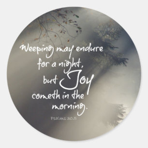 Joy in the Morning Bible Verse Classic Round Sticker