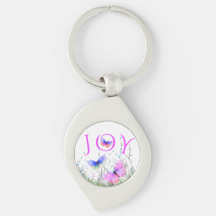 Joy Keychain Colourful Butterflies Flying in Natur