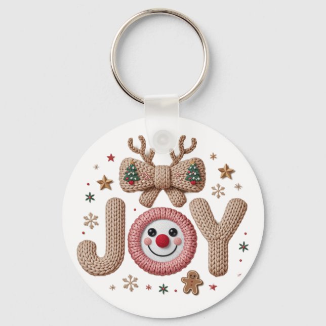 Joy Knitted Holiday Key Ring (Front)