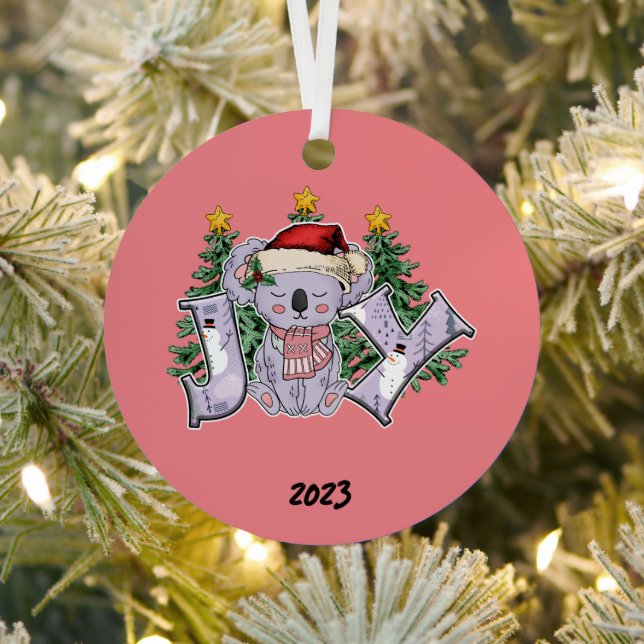 Joy Koloa Bear Christmas Metal Tree Decoration (Insitu)