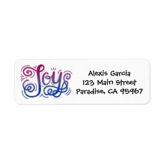Joy lettering bi pride pink blue purple return address label