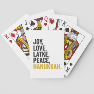 Joy Love Latkes Peace Hanukkah Funny Jewish Playing Cards