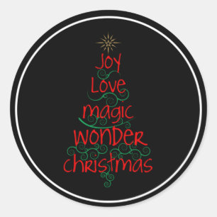 Joy • Love • Magic • Wonder • Christmas Classic Round Sticker