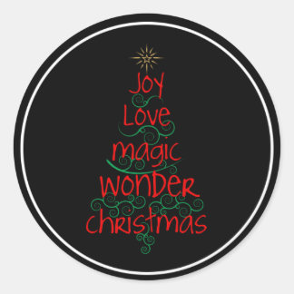 Joy • Love • Magic • Wonder • Christmas Classic Round Sticker