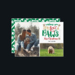 Joy Love Paws Christmas Red Green 2-Photo Dog Holiday Card<br><div class="desc">This pet Christmas photo card features the expression "Joy Love & PAWS" in whimsical red, green and gold typography with cute little paw prints and a bone! Perfect for dog lovers! Contact us if you would like this design modified for your specific number of photos or if you need this...</div>