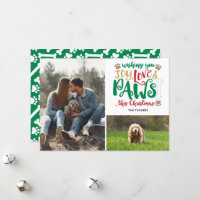 Joy Love Paws Christmas Red Green 2-Photo Dog