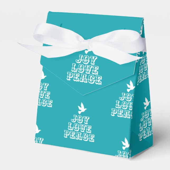 Joy love peace aqua white christmas tree favour bo favour box (Front Side)