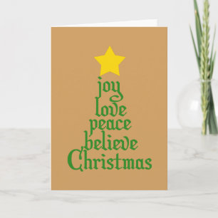 Joy, Love, Peace, Believe, Christmas Holiday Card